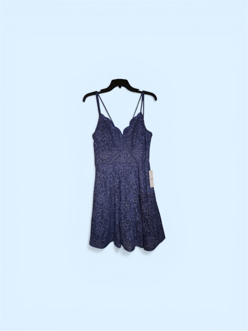 Teeze Me Navy Blue Lace Asymmetrical Dress